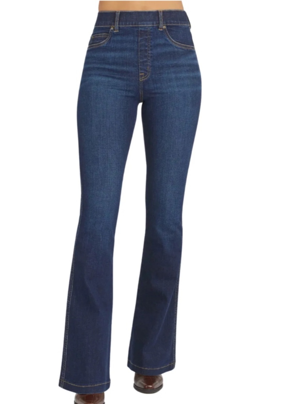 SPANX Pull-On Flare Jeans in Dark Blue Size L